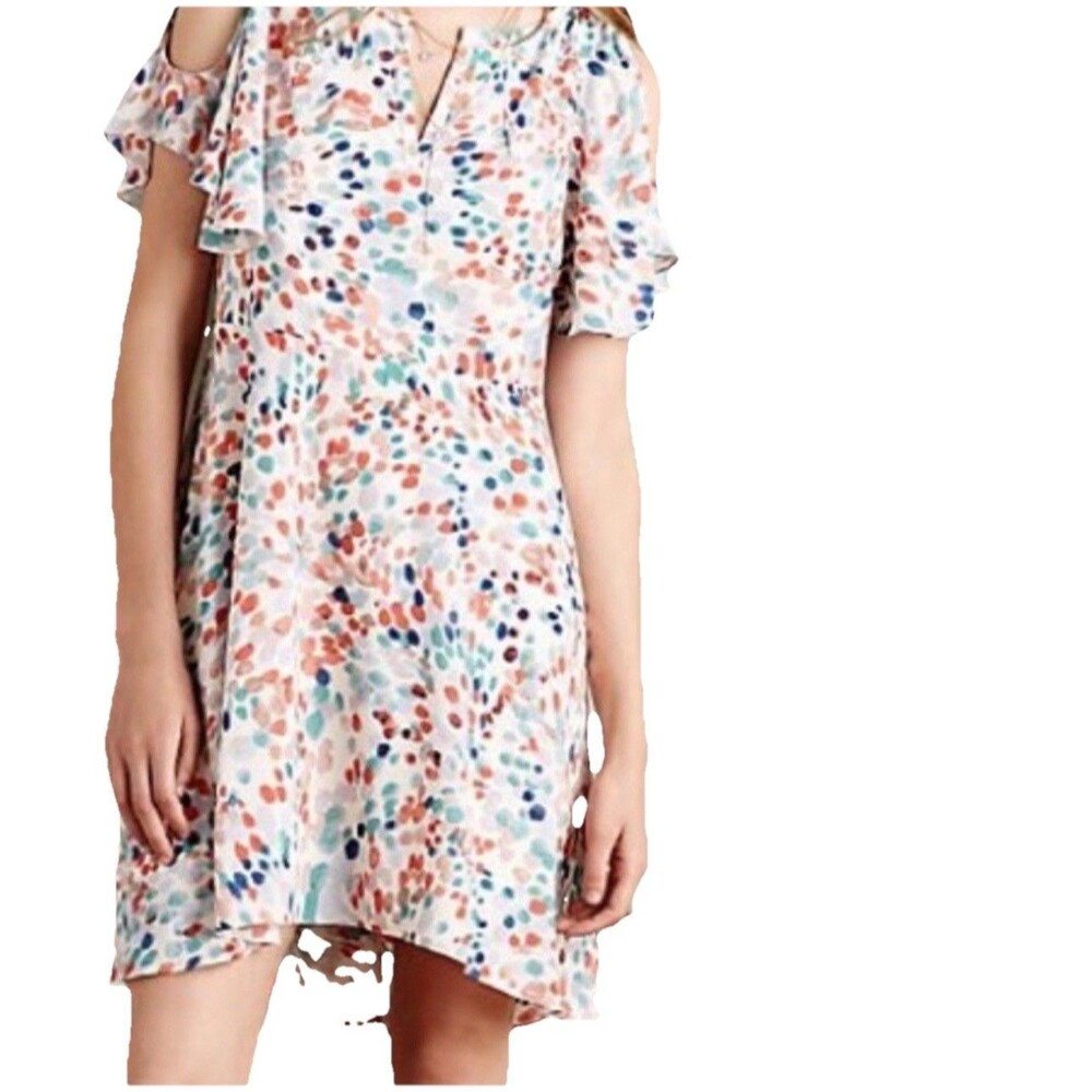 Maeve Anthropologie Flutter Sleeve Water Color Polka Dot Dress Womens Size XS - Picture 2 of 15